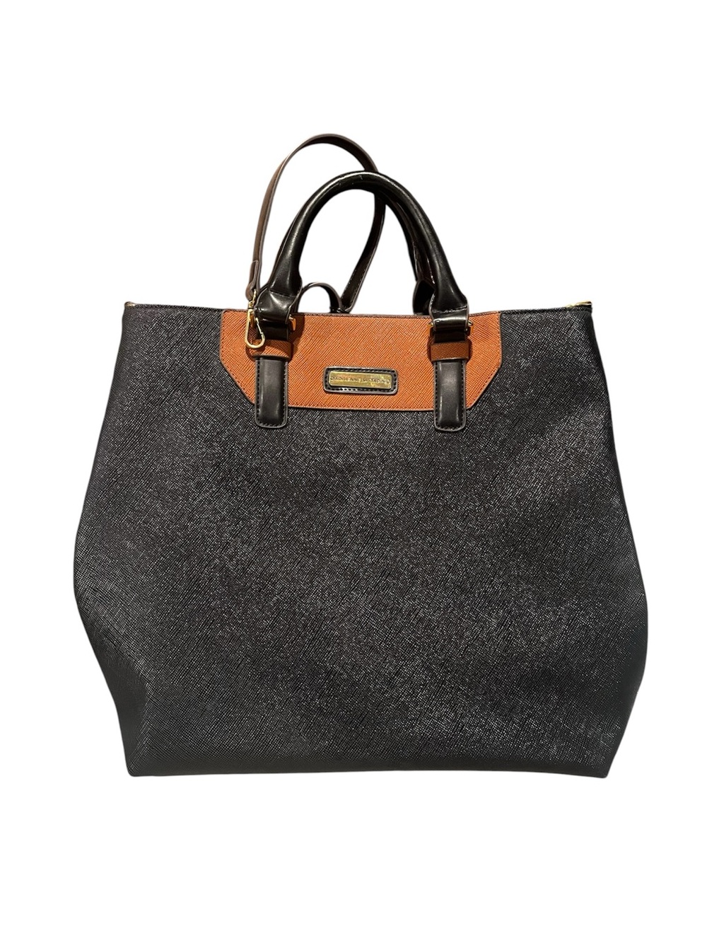 Adrienne Vittadini Black and Tan Textured Tote